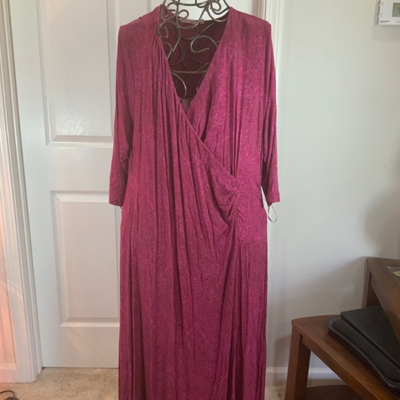 Soft Surroundings Magenta Pink Hyannis Maxi Long Sleeve Dress Size 3X - Picture 2 of 11